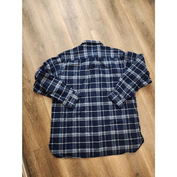 L.L. Bean mens XL TALL plaid flannel shirt button up Double chest pocket LS Blue - Picture 7 of 7